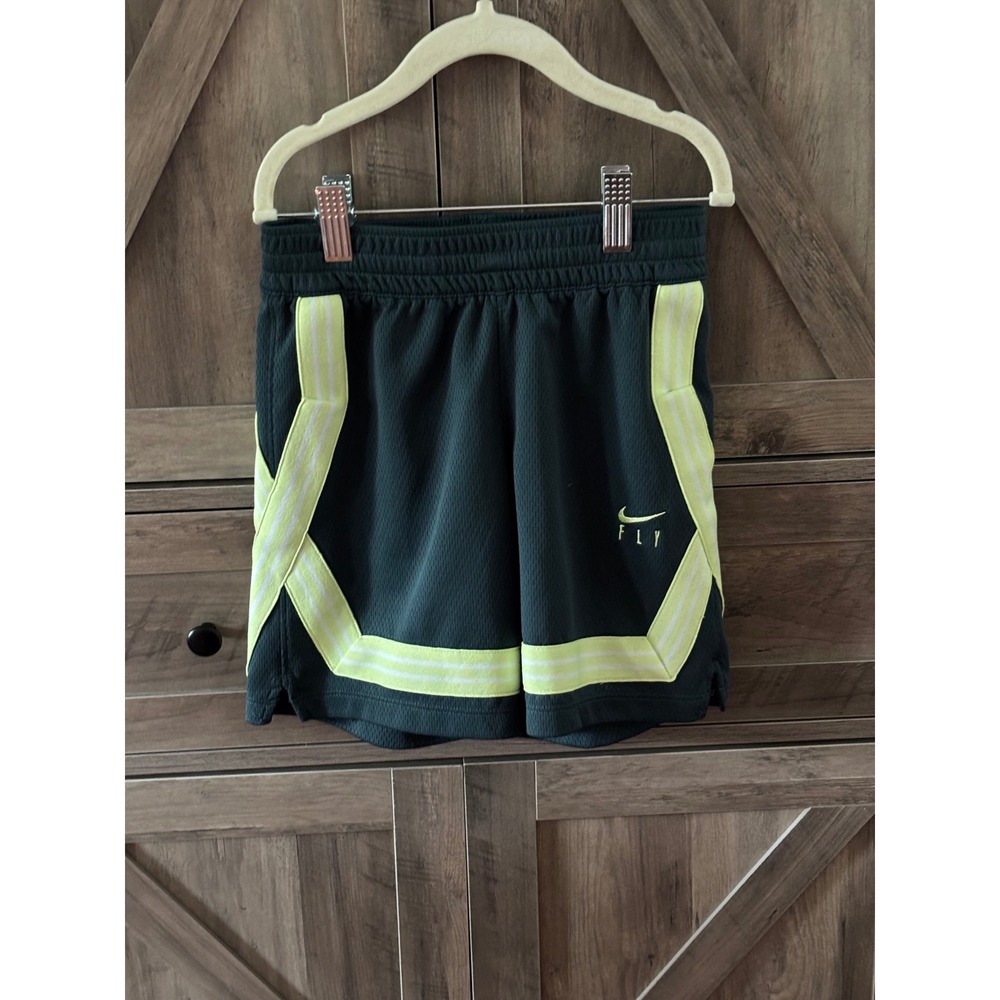 Nike Kids Fly Crossover Basketball Shorts Dri-FIT Green Neon Yellow XS